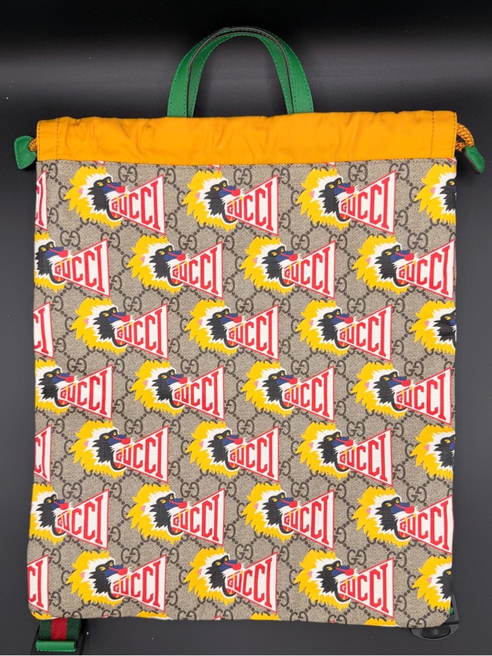 Gucci GG Supreme Baboon Print Drawstring Backpack – COA
